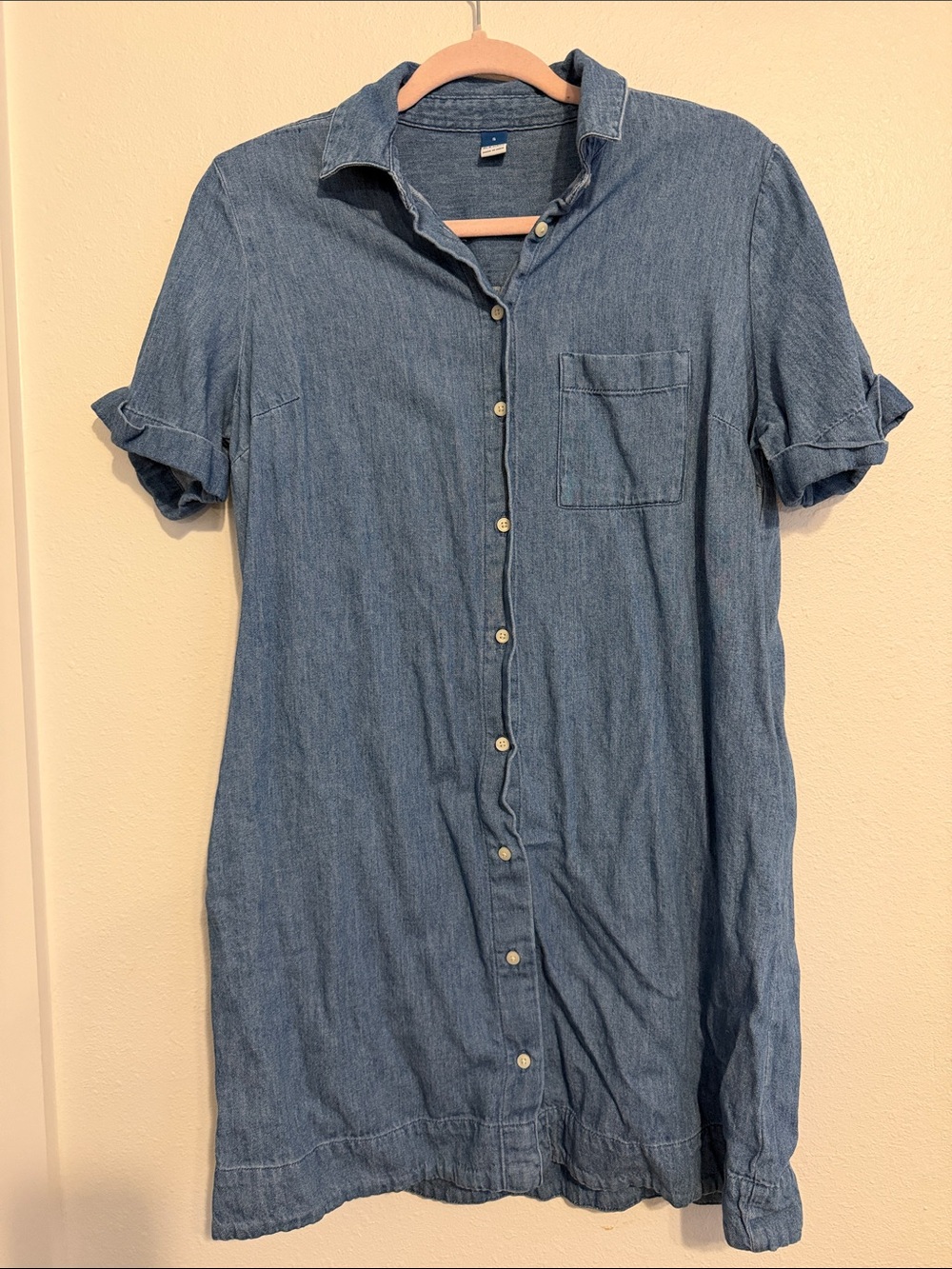 Old Navy Chambray Button-Front Mini Dress in Light Blue